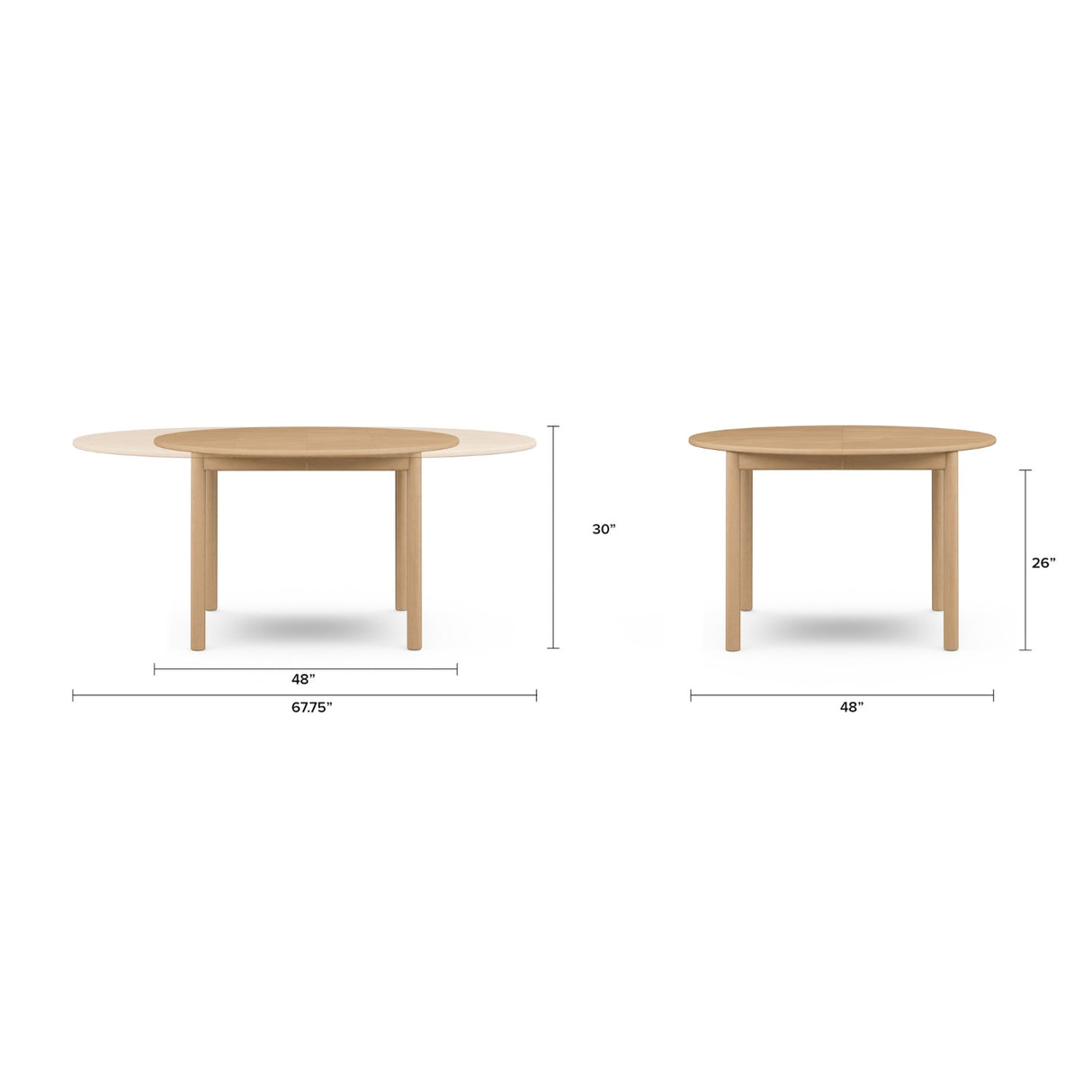 ARTICLE - Heidi 48"-67.75" Extendable Dining Table (White Oak)