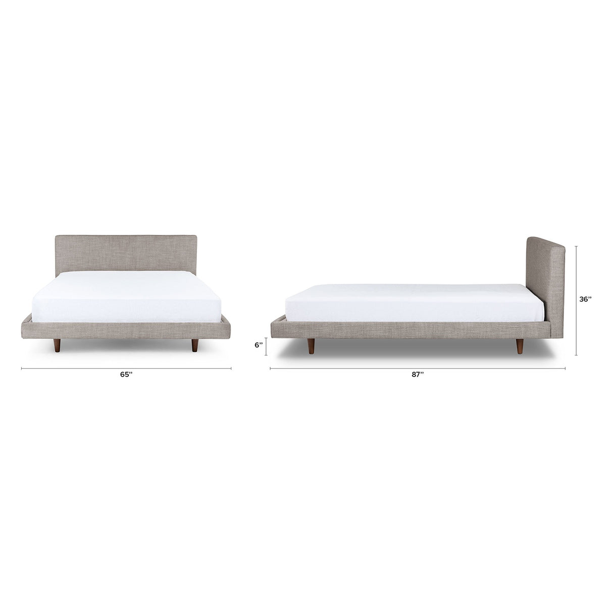 ARTICLE - Tessu Queen Low Profile Upholstered Bed (Gray)