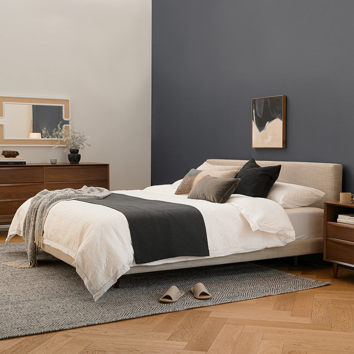 ARTICLE - Tessu King Low Profile Upholstered Bed