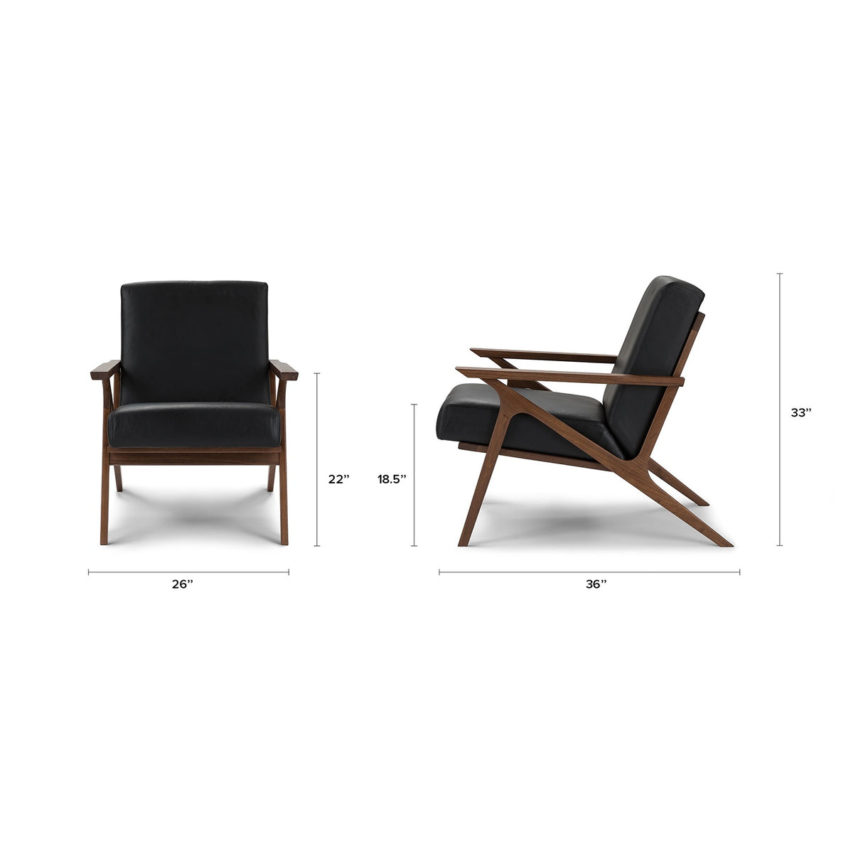 ARTICLE - Otio 26 Leather Lounge Chair - Walnut and Black