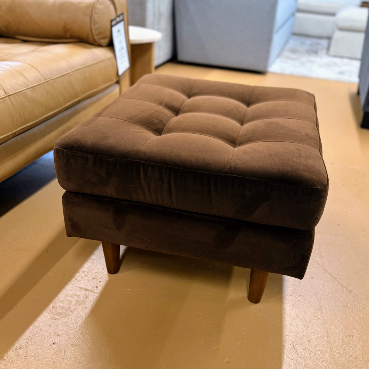 ARTICLE - Sven 30" Velvet Ottoman - Plush Pacific Brown
