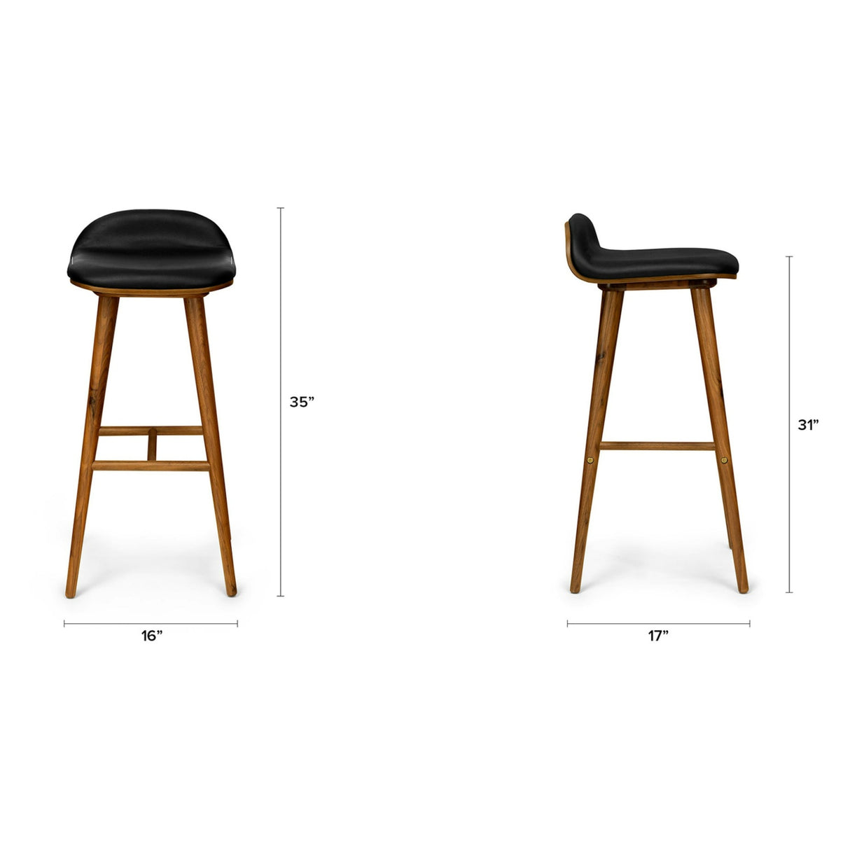ARTICLE - Sede Leather Bar Stool - Walnut and Black