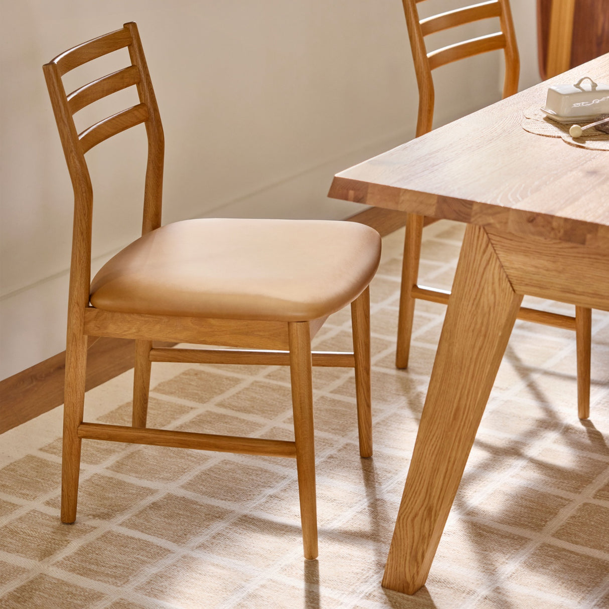 ARTICLE - Wosla Leather Dining Chair - Oak and Taos Tan
