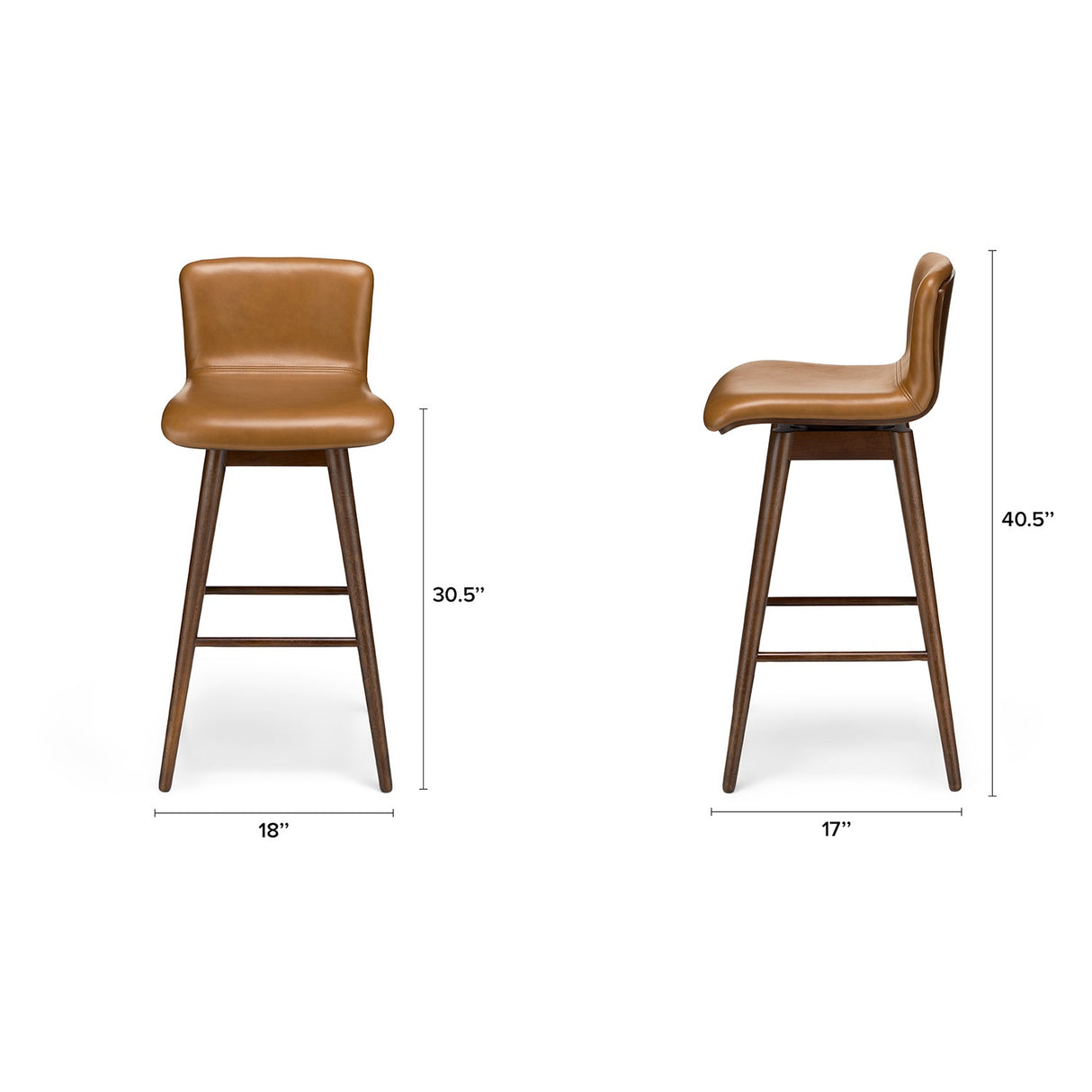 ARTICLE - Sede Leather Swivel “Bar Height” Stool - Walnut and Toscana Tan