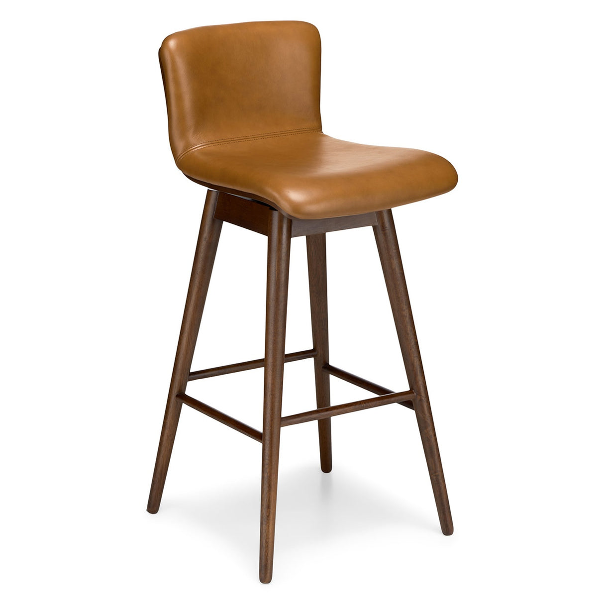 ARTICLE - Sede Leather Swivel “Bar Height” Stool - Walnut and Toscana Tan