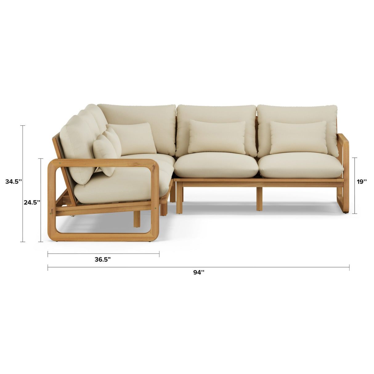 ARTICLE - Laholm 94" Outdoor Corner Sectional Set - Dravite Ivory