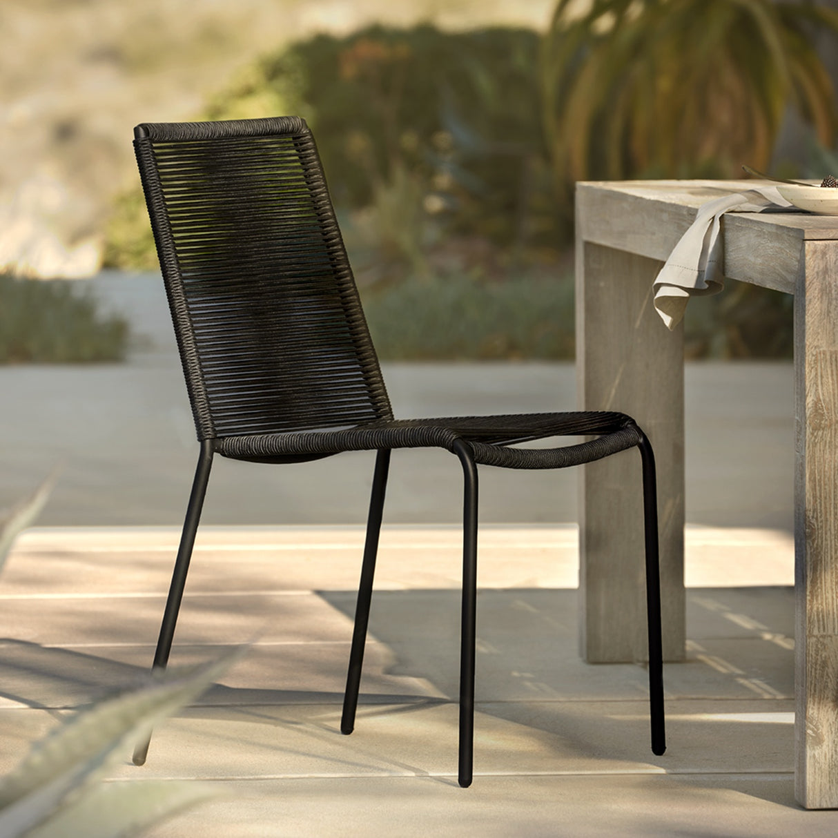 ARTICLE - Zina Outdoor Stackable Dining Chair - Ember Black