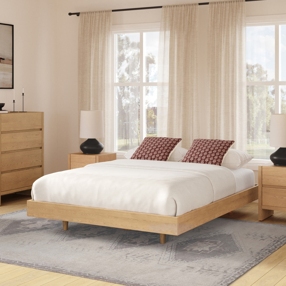 ARTICLE - Basi Queen Bed Frame - White Oak