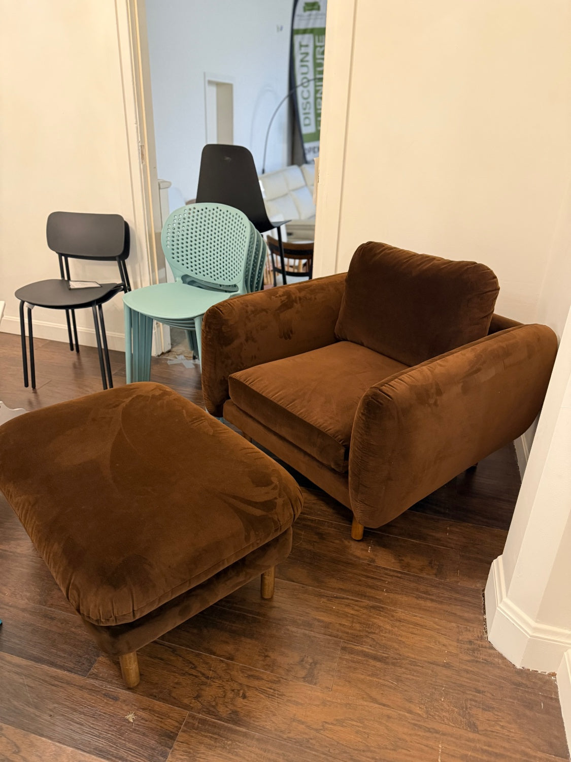 ARTICLE - Sanders 35.5 Chair + Ottoman - Plush Pacific Brown