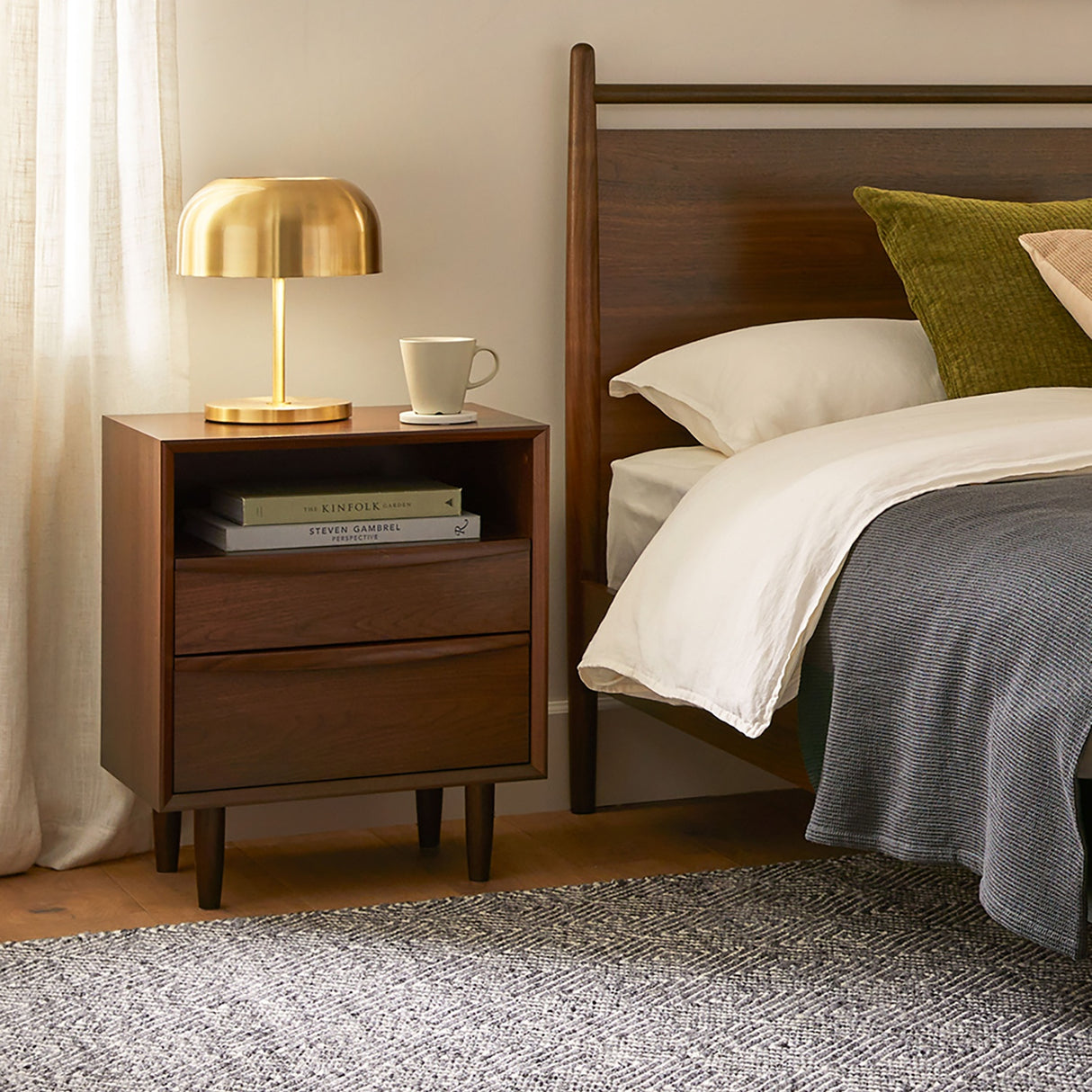 ARTICLE - Lenia 2-Drawer Nightstand - Walnut