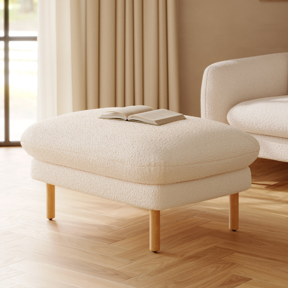 ARTICLE - Sanders 35.5" Ottoman - Ivory Wool Bouclé