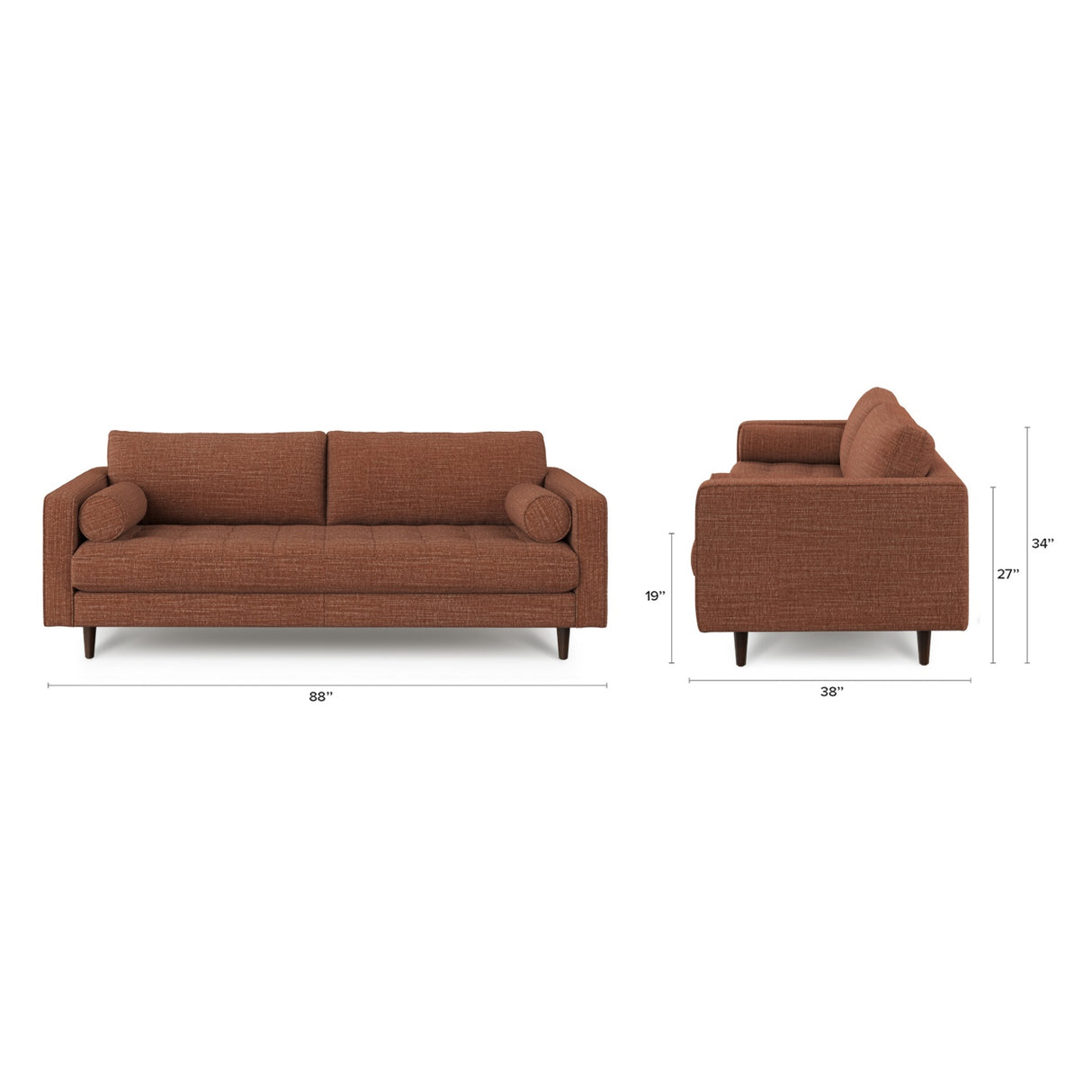 ARTICLE - Sven 88" Tufted Sofa - Napa Rust