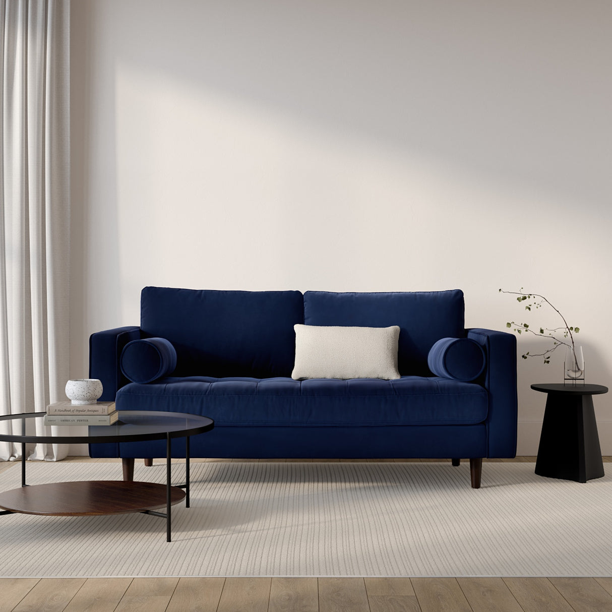 ARTICLE - Sven 72" Tufted Velvet Loveseat - Plush Cascadia Blue