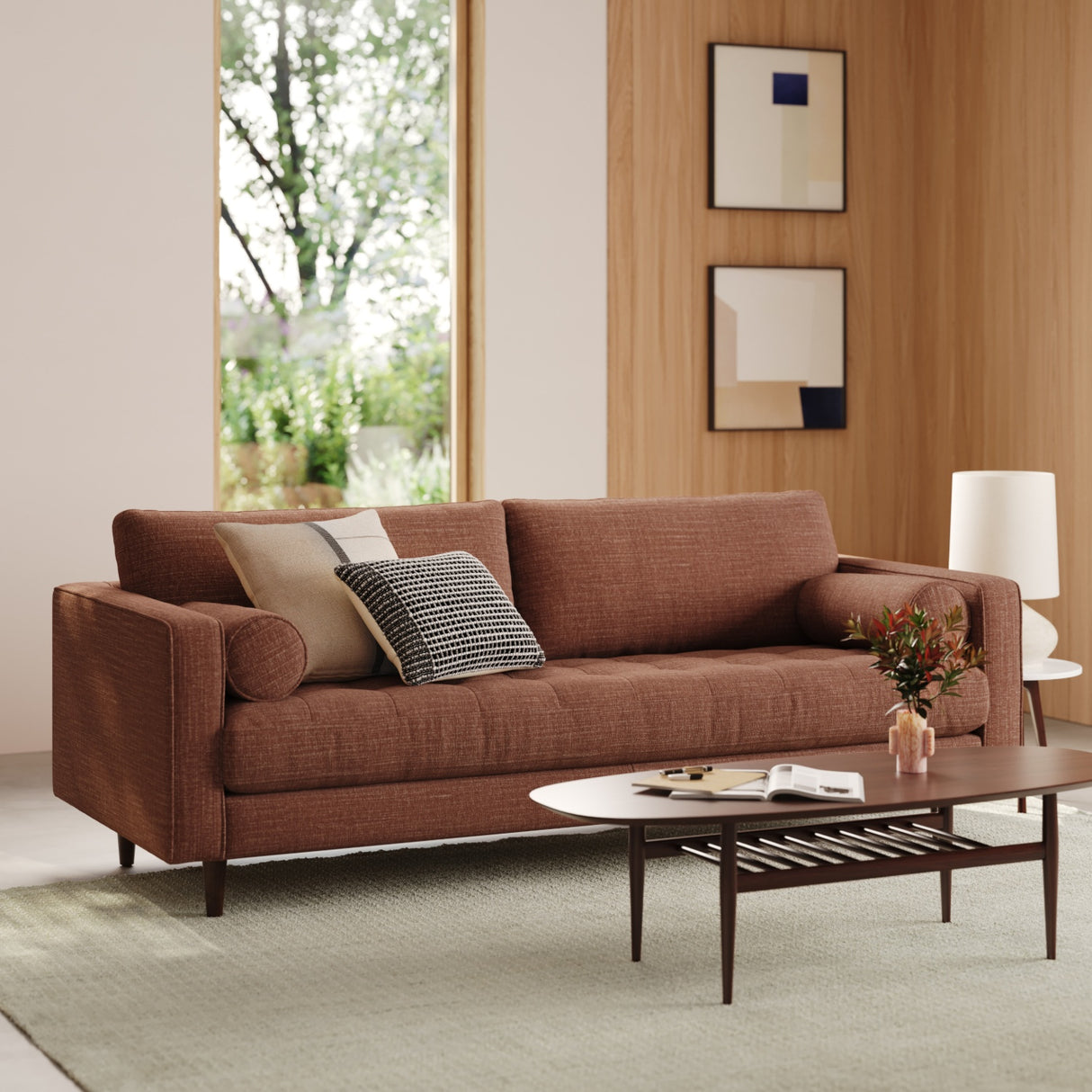 ARTICLE - Sven 88" Tufted Sofa - Napa Rust