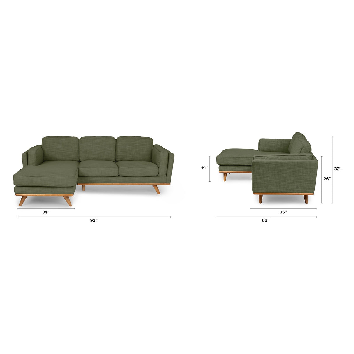 ARTICLE - Timber 93" Left Sectional - Olio Green