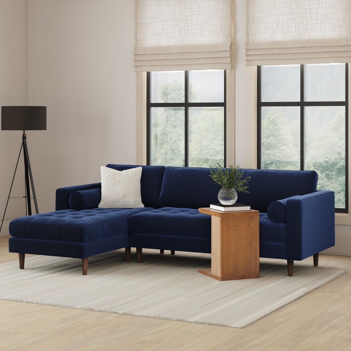 ARTICLE - Sven 100" Tufted Velvet Left Sectional - Plush Cascadia Blue