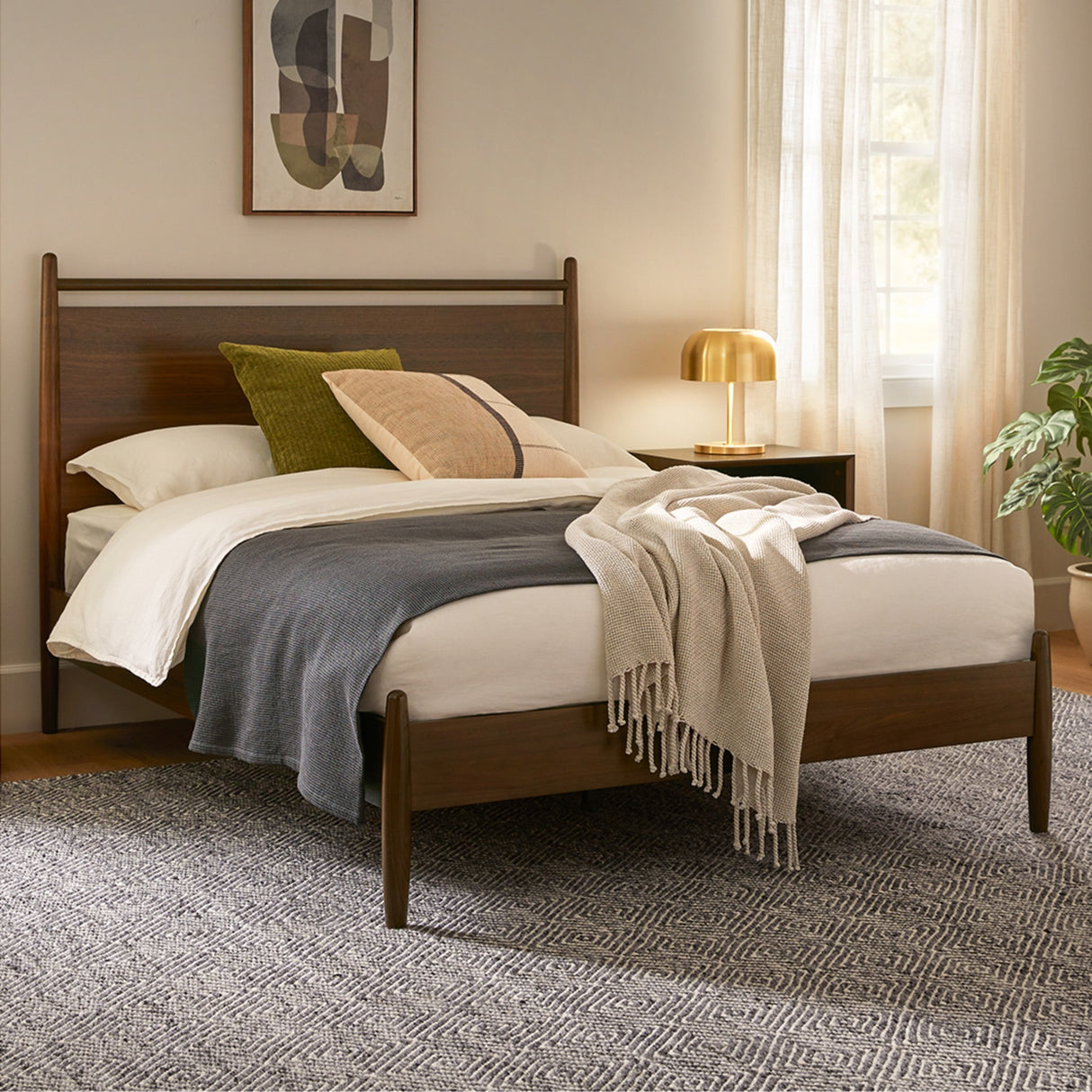 ARTICLE - Lenia Full Panel Bed - Walnut