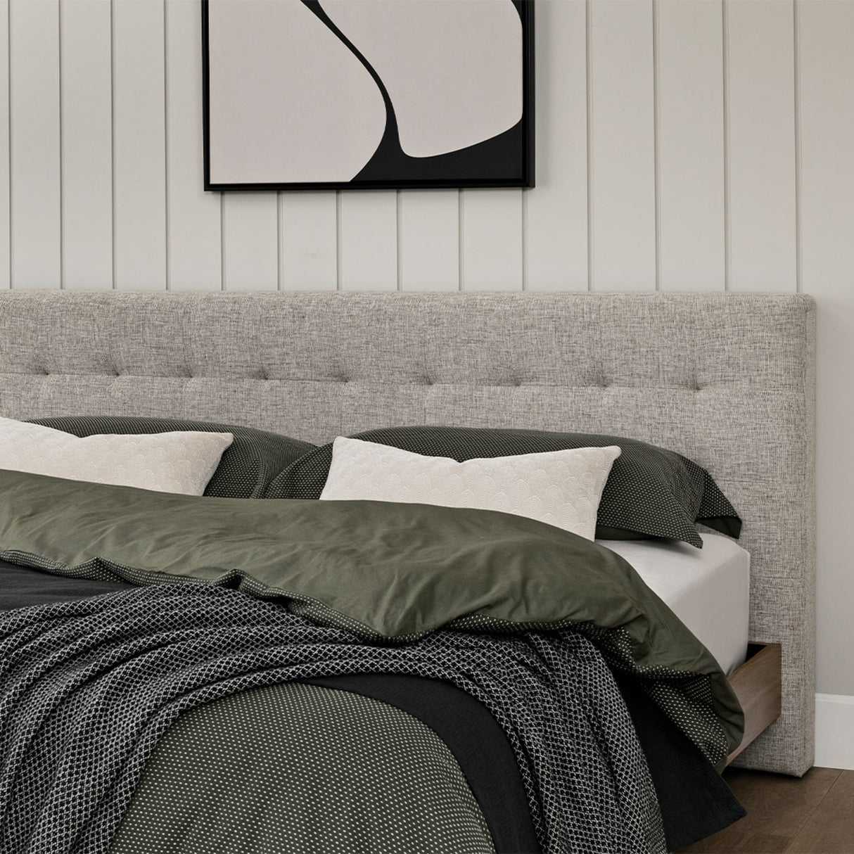 ARTICLE -Sven King Tufted Headboard - Birch Ivory