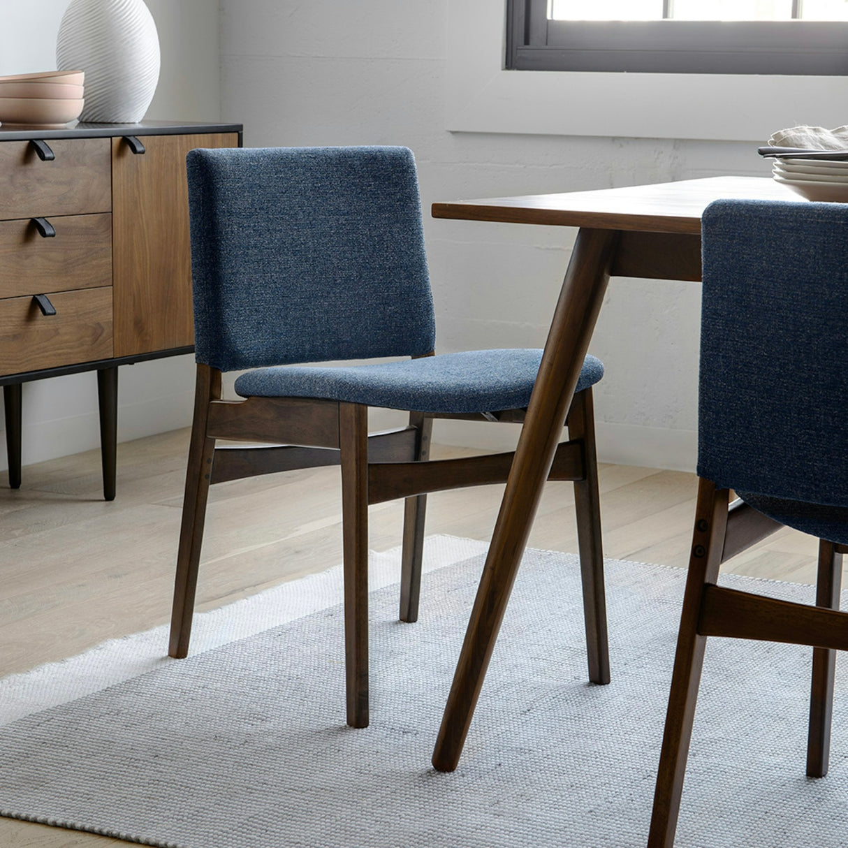ARTICLE - Nosh Dining Chair - Walnut and Denim Blue