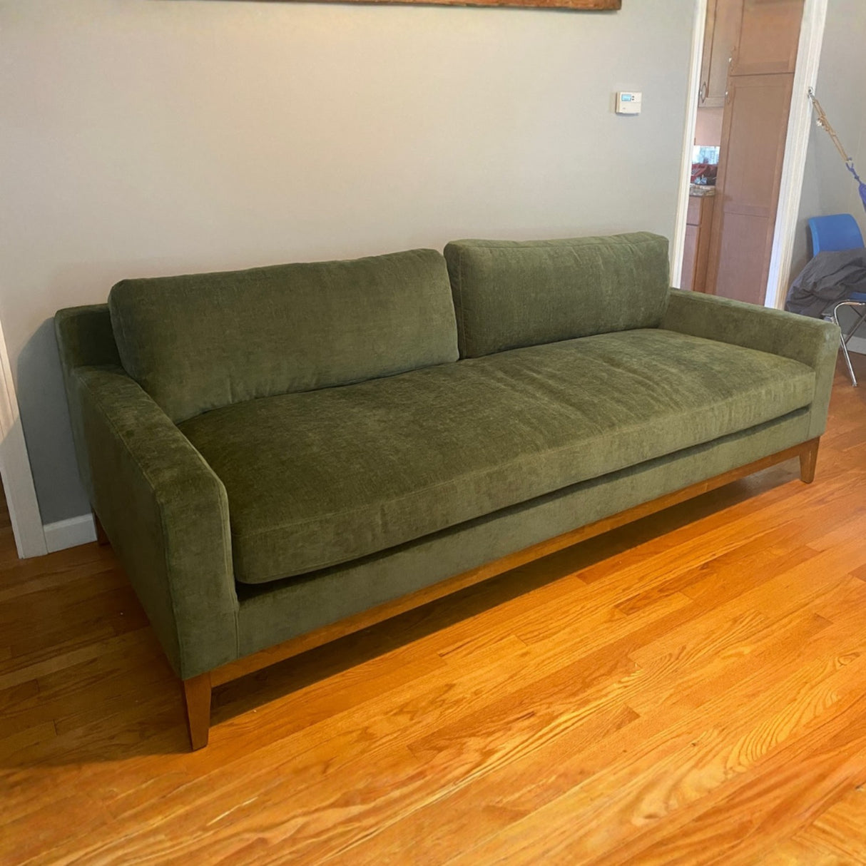 (NEW) POLY & BARK - Zyon Velvet Sofa (Distressed Green)