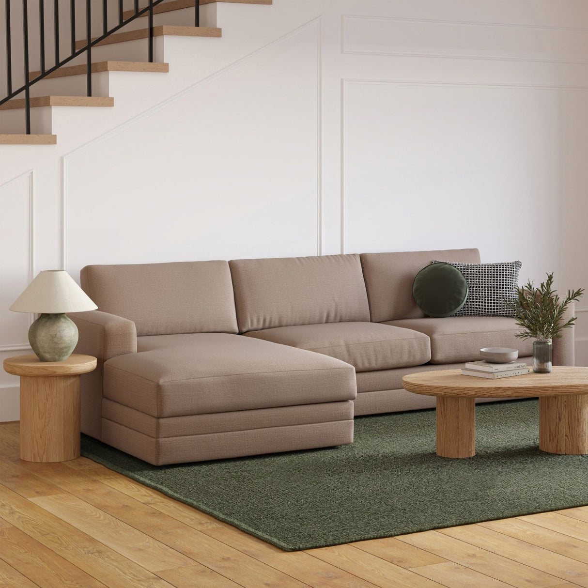 ARTICLE - Riley 118" Left Storage Sleeper Sectional - Napa Quartz