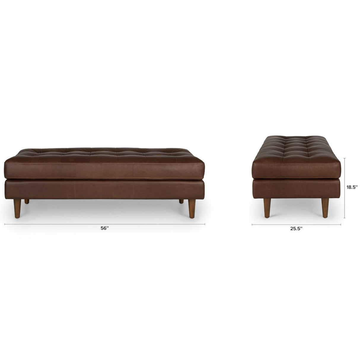ARTICLE - Sven 56" Tufted Leather Bench - Charme Chocolat