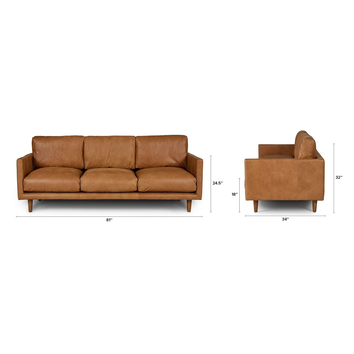 ARTICLE - Nirvana 81" Leather Sofa - Dakota Tan