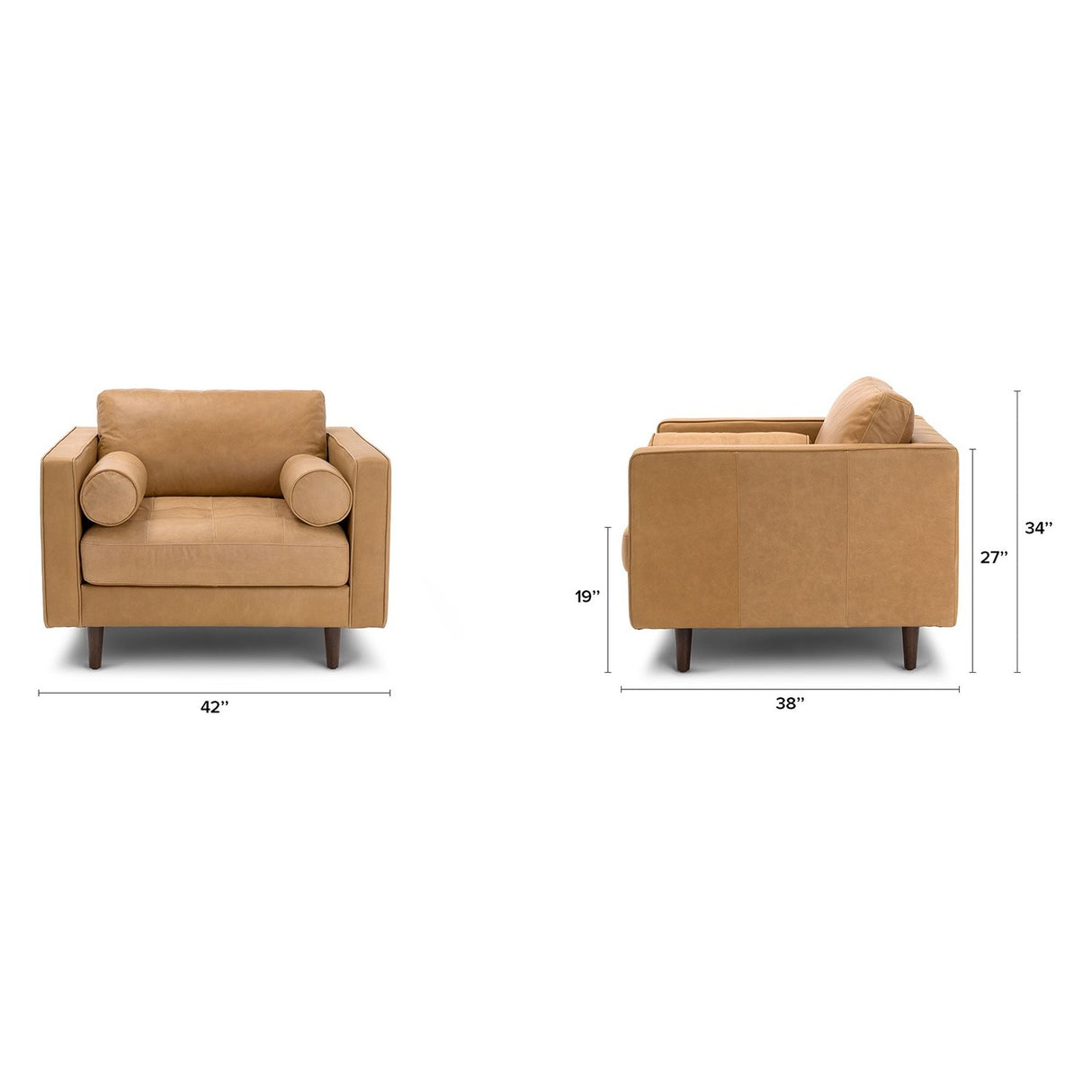 ARTICLE - Sven 42" Tufted Leather Lounge Chair - Charme Tan