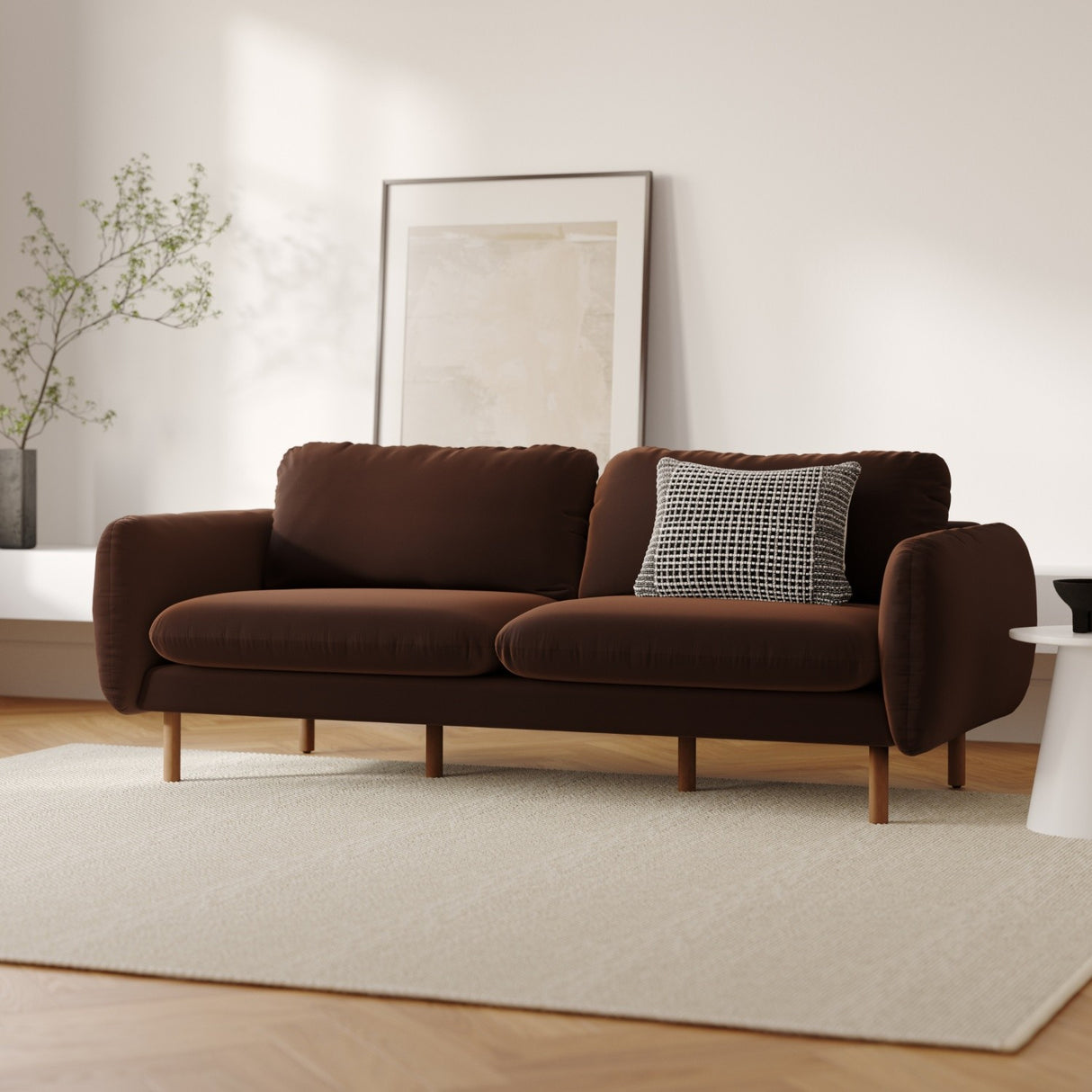 ARTICLE - Sanders 85.5" Velvet Sofa - Plush Pacific Brown