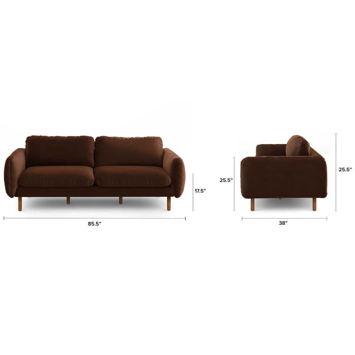 ARTICLE - Sanders 85.5" Velvet Sofa - Plush Pacific Brown