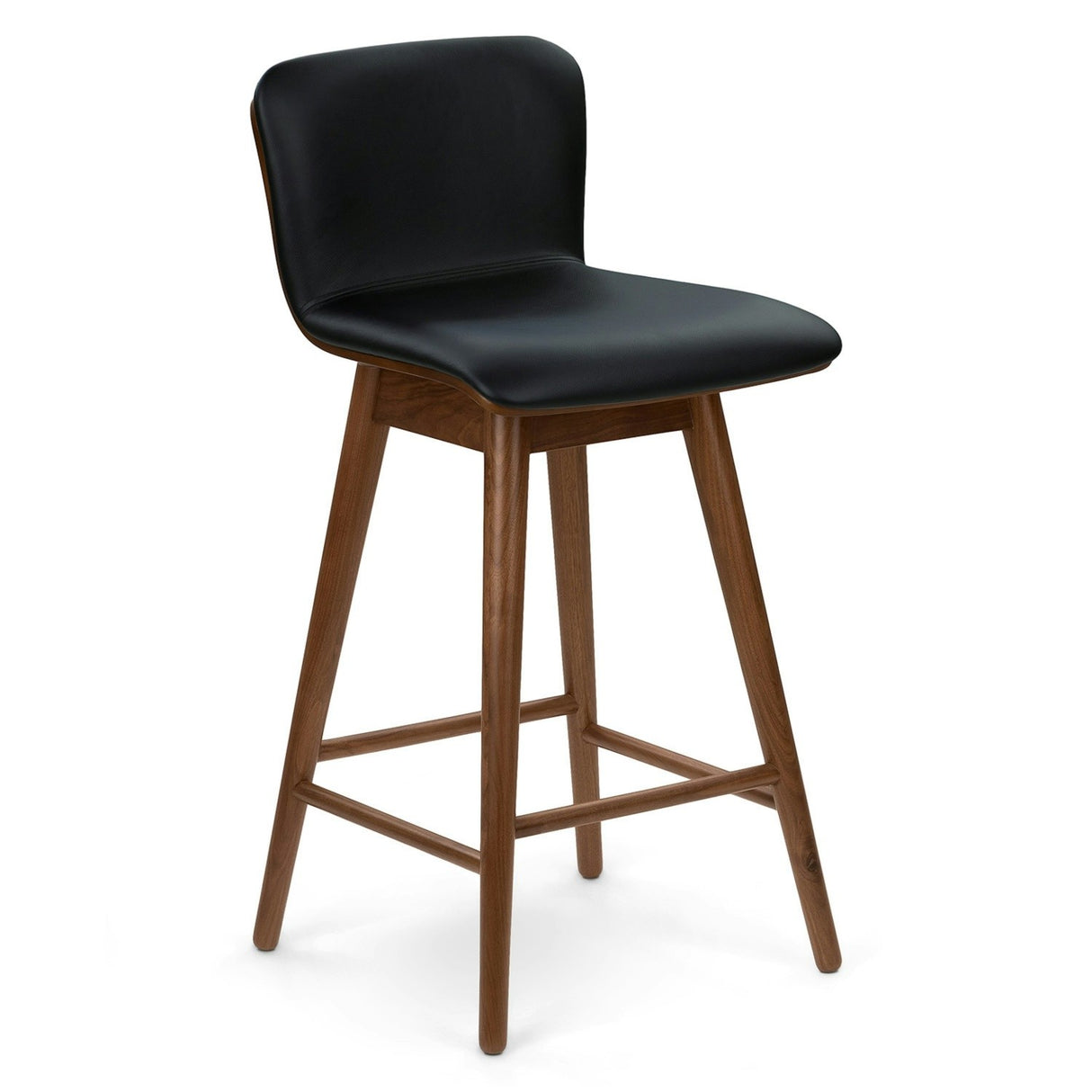 ARTICLE - Sede Leather Swivel Counter Stool - Walnut and Black