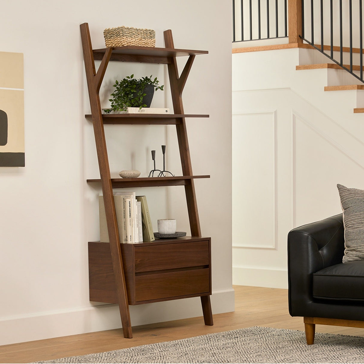 ARTICLE - Harles 29.5 Shelving Unit with Storage - Walnut