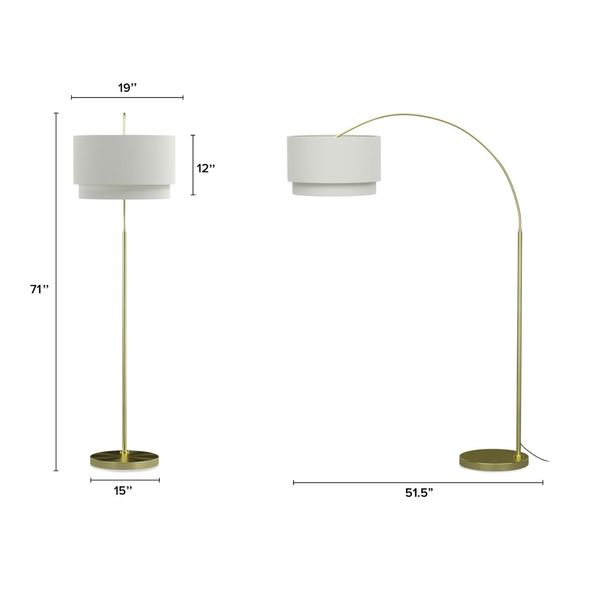 ARTICLE - Zebu Tall Linen Floor Lamp - Brass