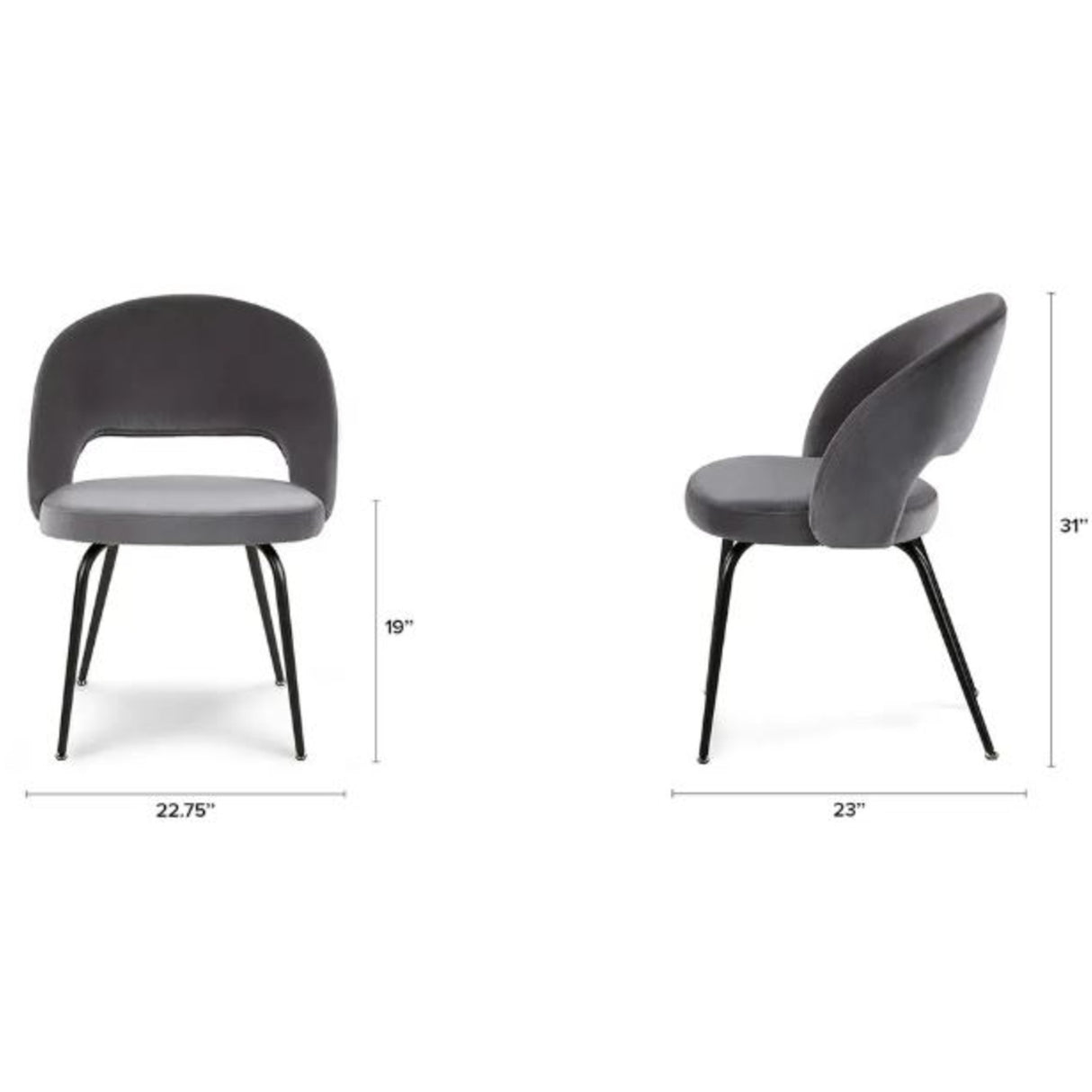 ARTICLE - Kapp Velvet Dining Chair - Plush Pacific Charcoal