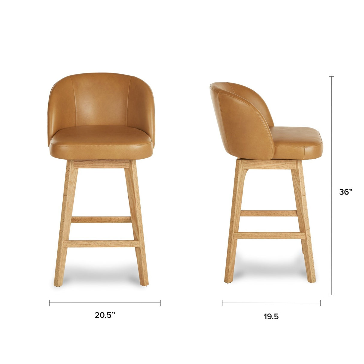 ARTICLE - Alta Leather Swivel Counter Stool - Light Oak and Taos Tan