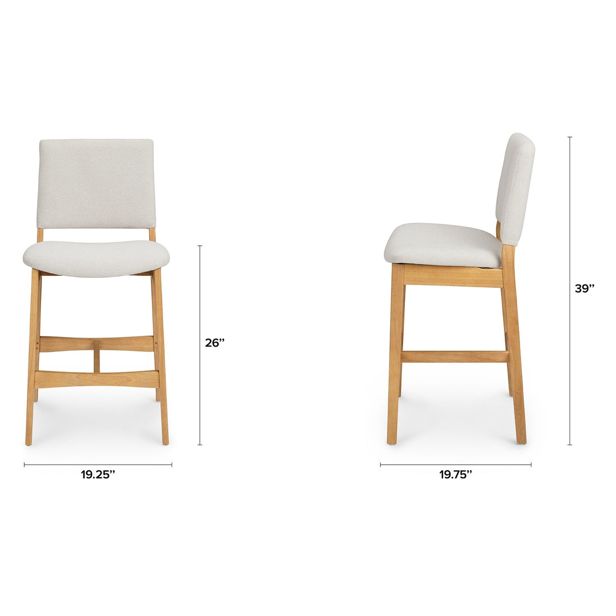 ARTICLE - Nosh Counter Stool - Oak and Ratine Ivory