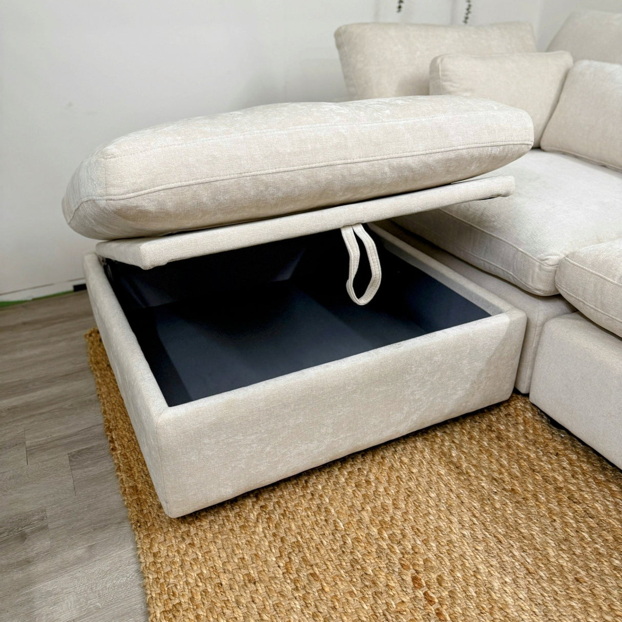 Serenity Cloud - "WestElm-Like" Sectional w/Performance Fabric and Storage Ottoman - Pull Up A Couch