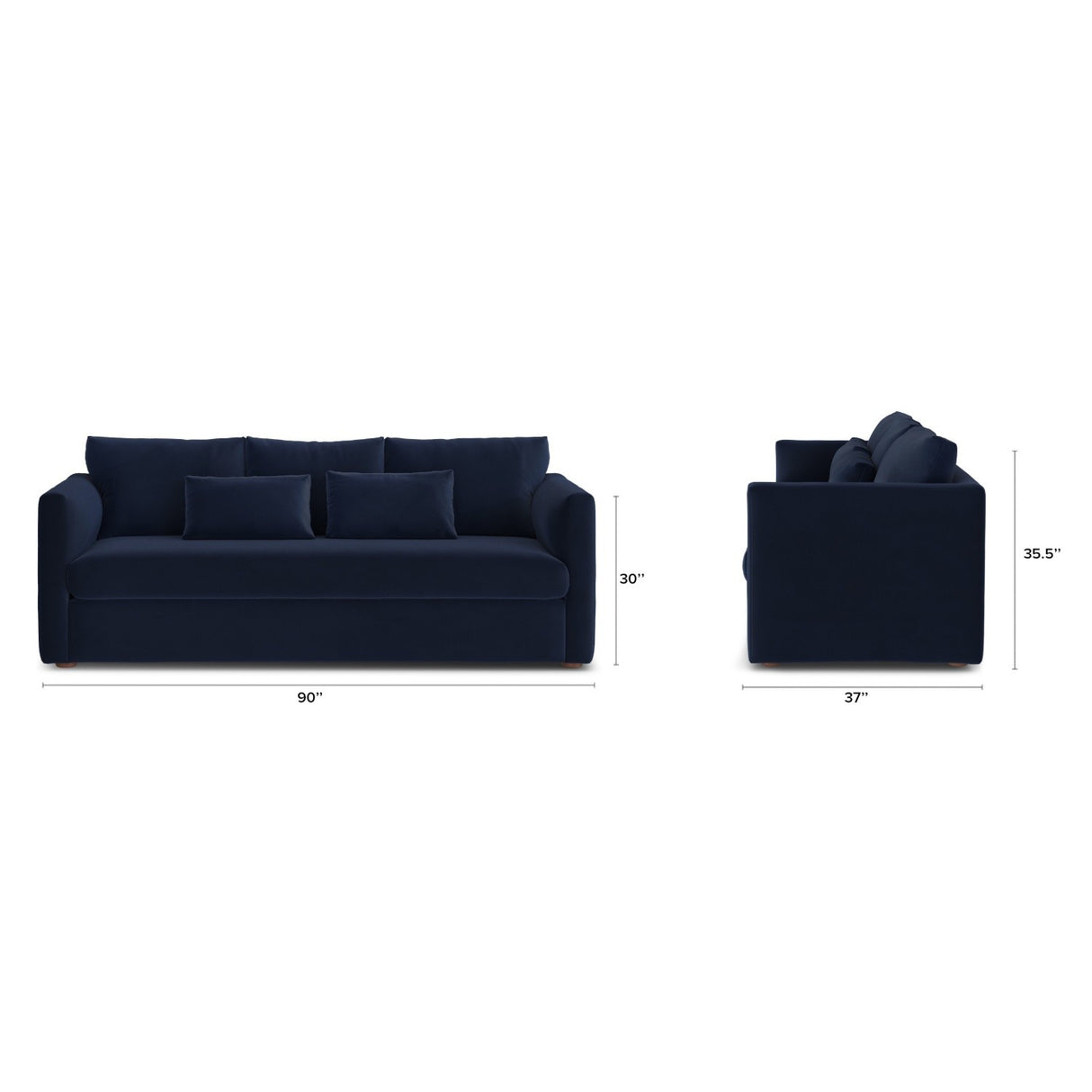 ARTICLE - Marina 90" Velvet Sofa Sleeper Bed - Hale Ink