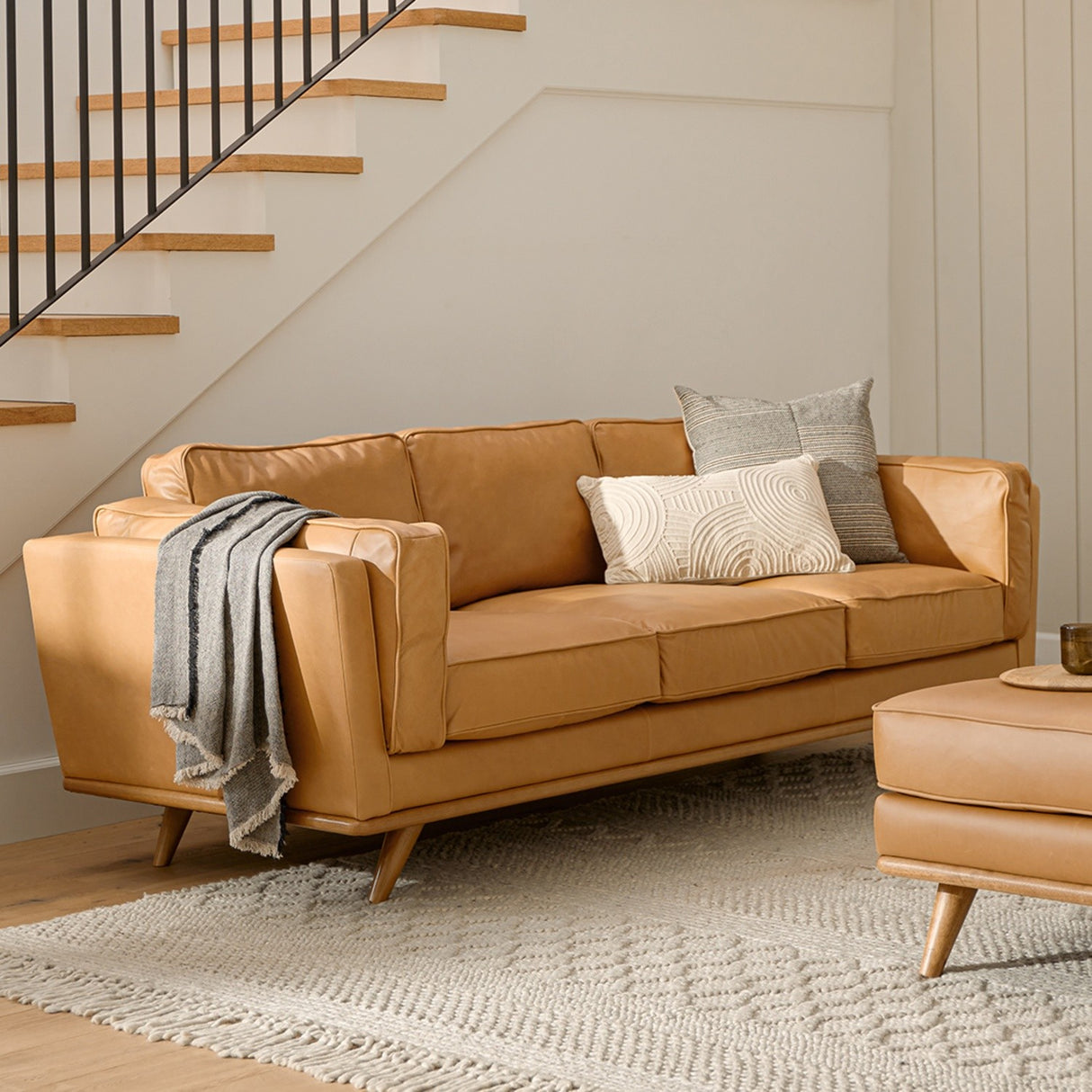 ARTICLE - Timber 90" Leather Sofa - Charme Tan