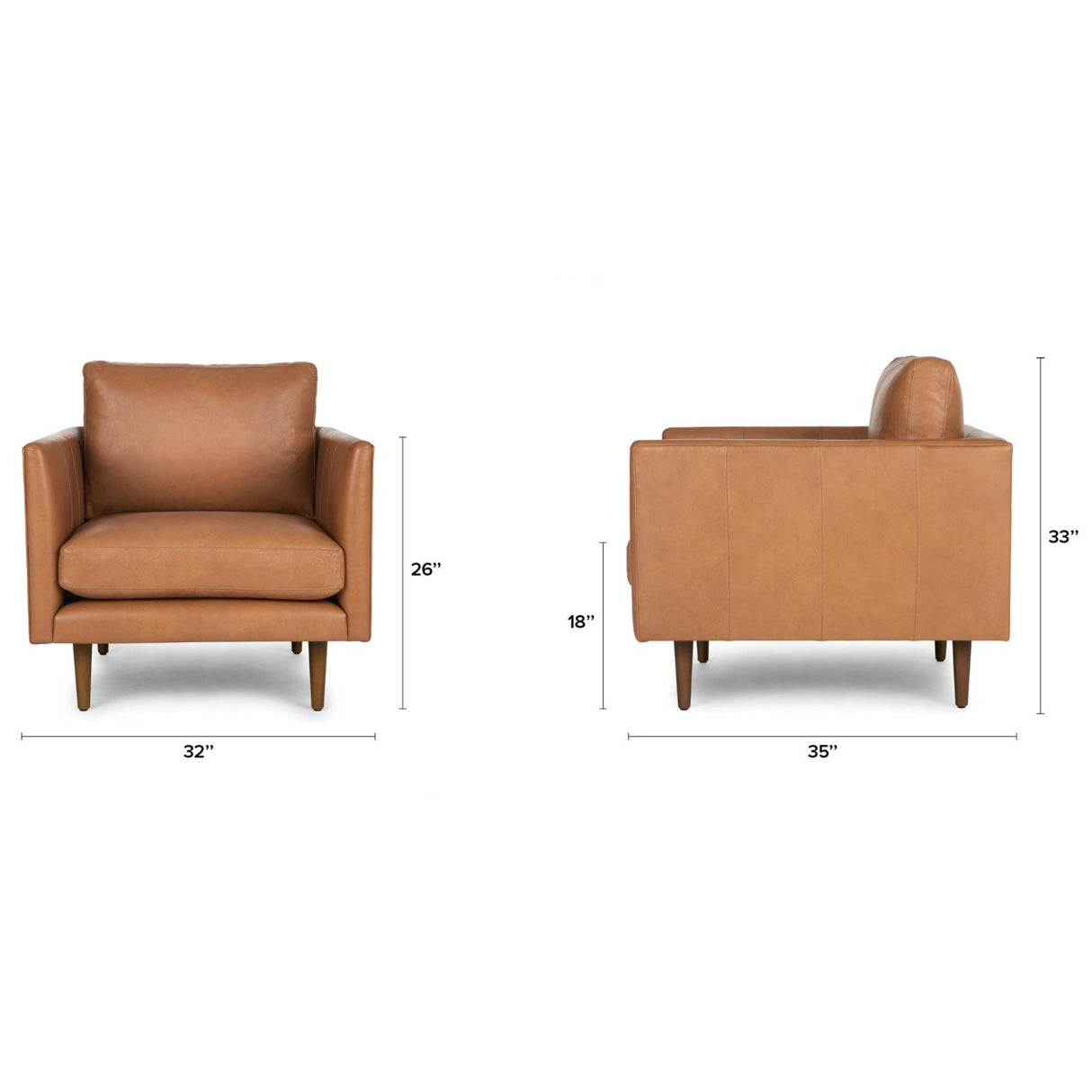 ARTICLE - Burrard 32" Leather Lounge Chair - Bella Caramel