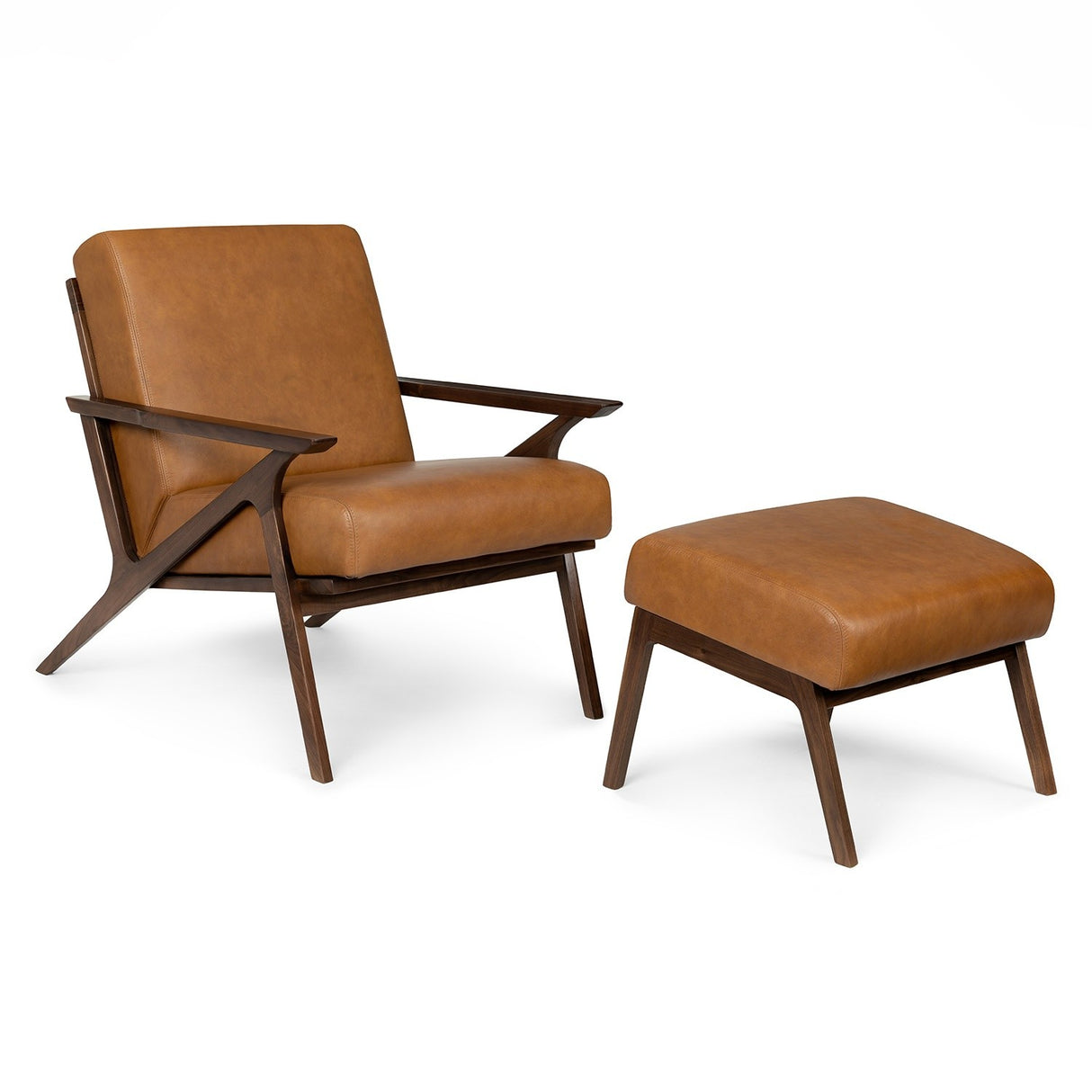 ARTICLE - Otio 26" Leather Lounge Set - Walnut and Toscana Tan