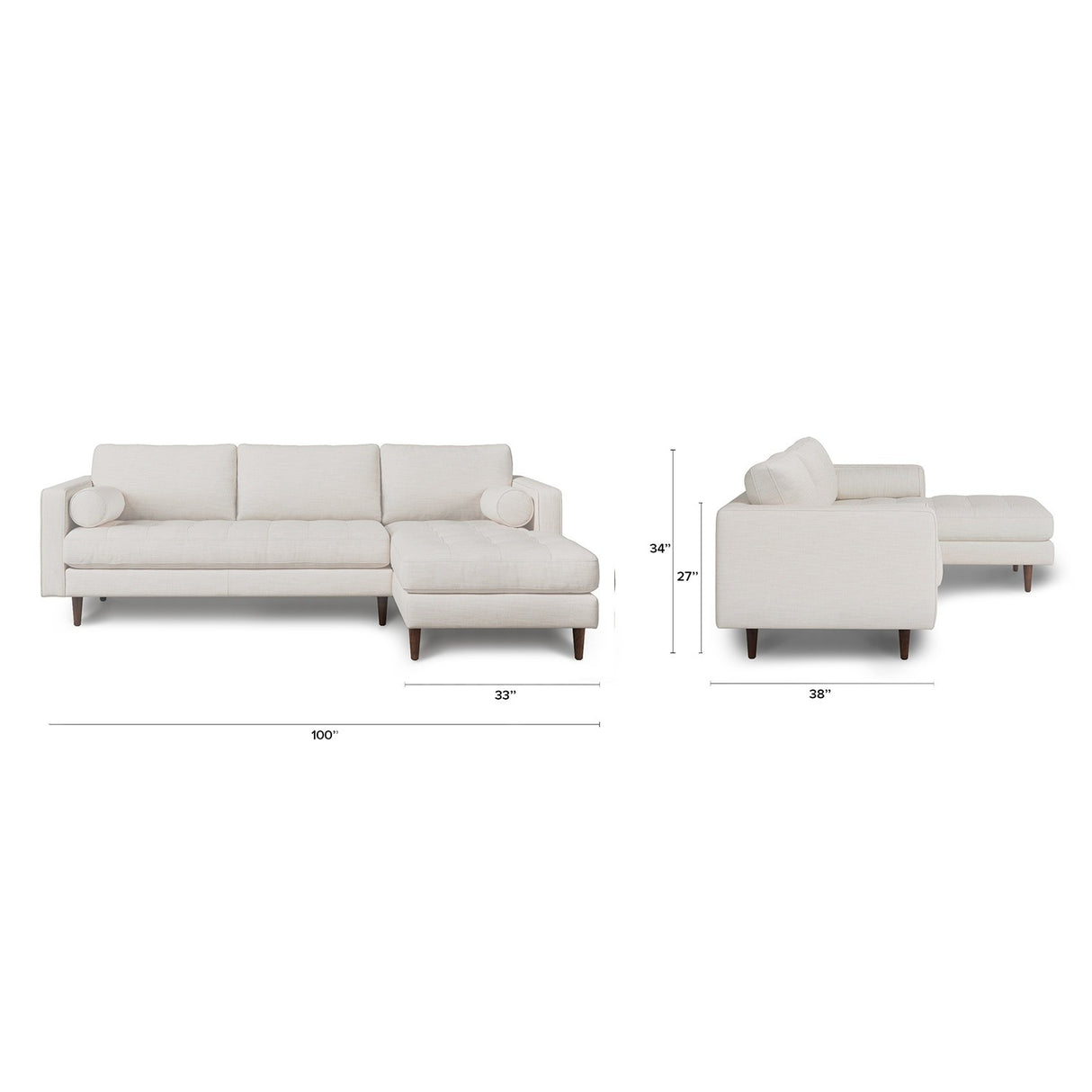 ARTICLE - Sven 100" Tufted Right Sectional - Biscuit Cream