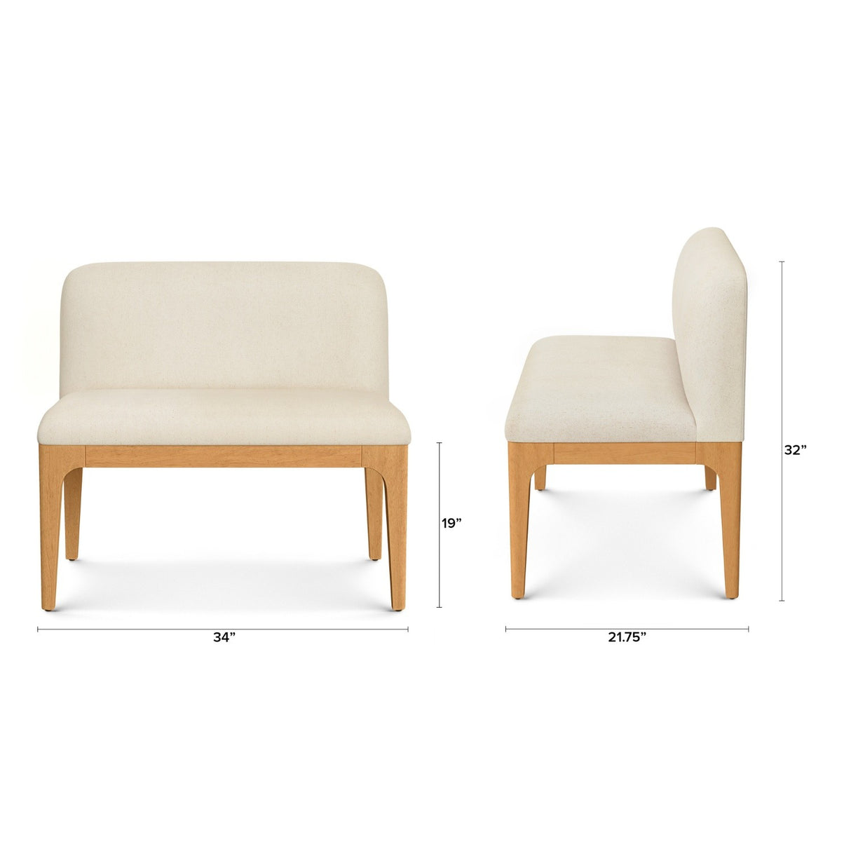 ARTICLE - Rosin 34" Armless Banquette - Natural Oak and Sand Ivory