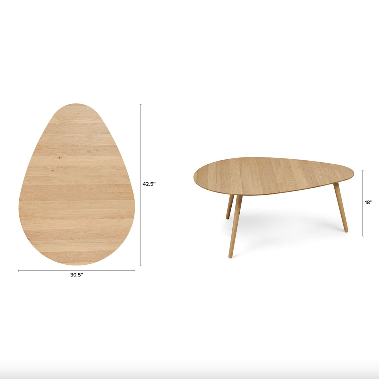 ARTICLE - Amoeba 42.5" Coffee Table (White Oak)