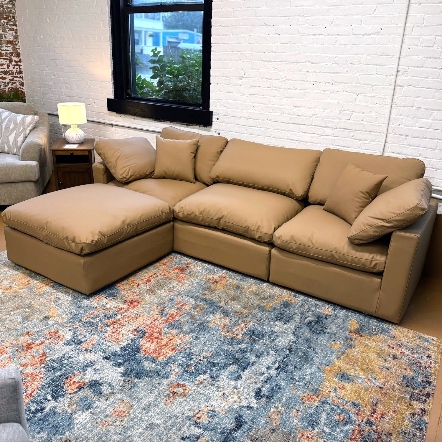 Meridian 4pc Leather Cloud Couch w/Feather Blend Cushions (CLEARANCE)