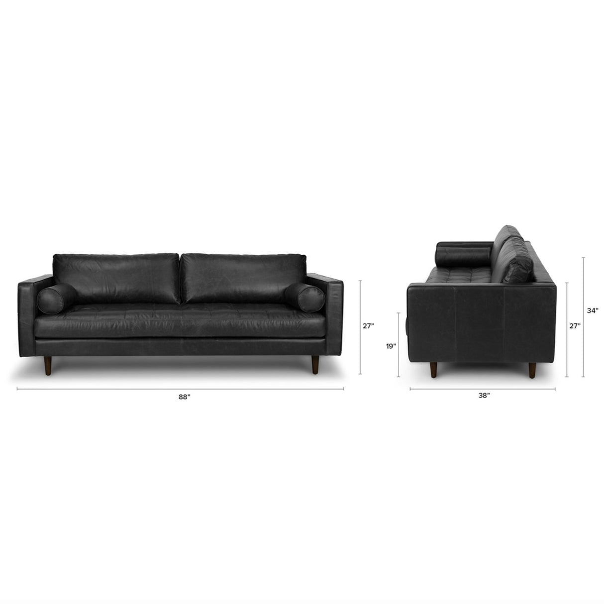 ARTICLE - Sven Leather Tufted Sofa (Oxford Black)