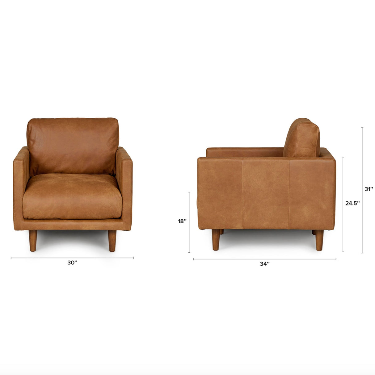30" Genuine Leather Lounge Chair (Dakota Tan) - Pull Up A Couch