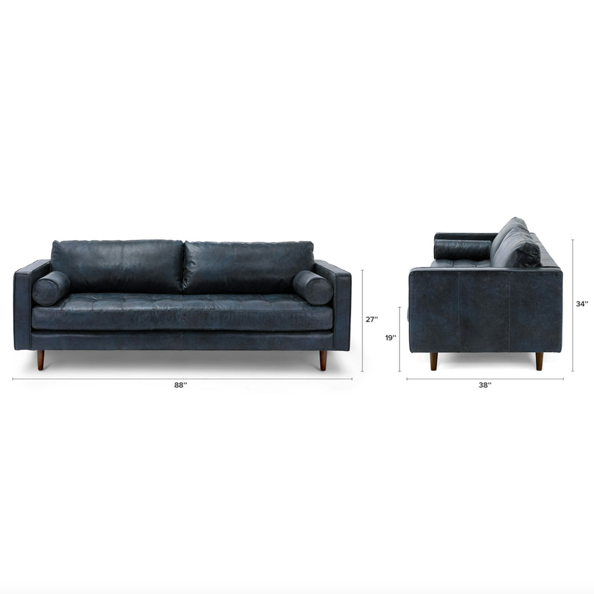 ARTICLE - Sven Leather Tufted Sofa (Oxford Blue)