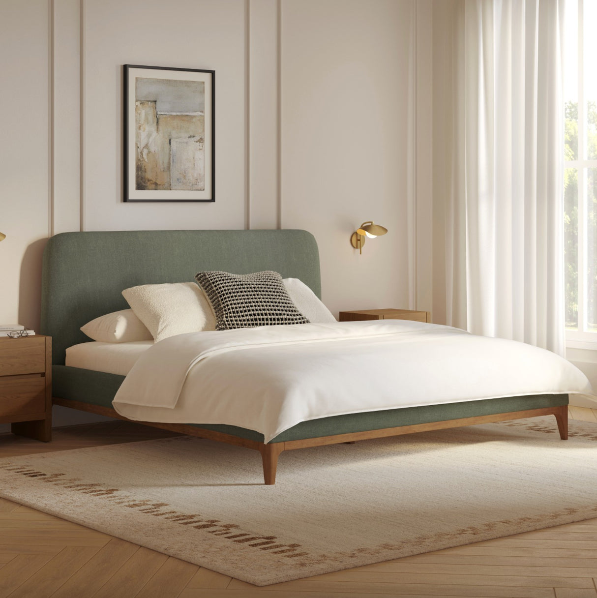 ARTICLE - Rosin King Upholstered Bed (Welsh Green)