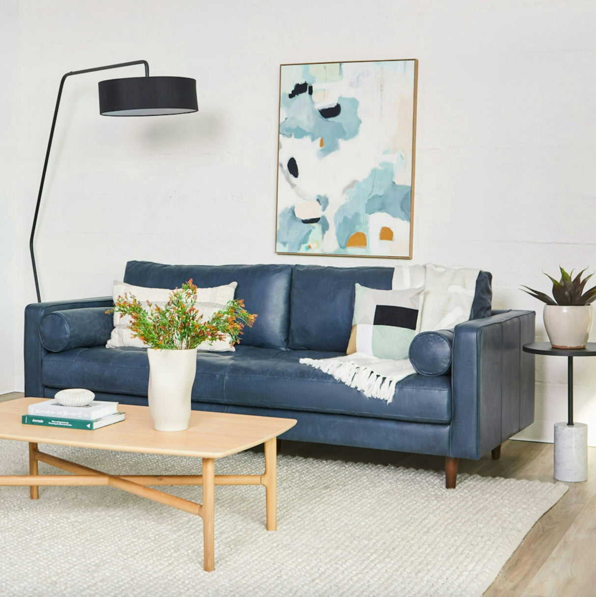 ARTICLE - Sven Leather Tufted Sofa (Oxford Blue)